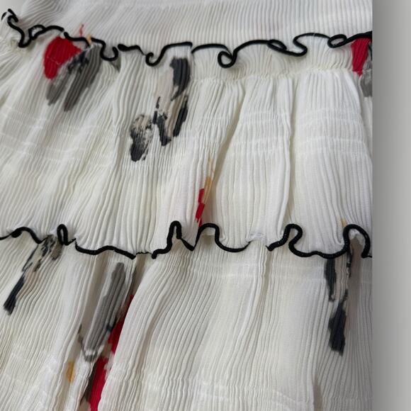 GANNI Lowell Pleated Floral-print Crepe Mini Dress sz 42 US10 - Picture 3 of 13